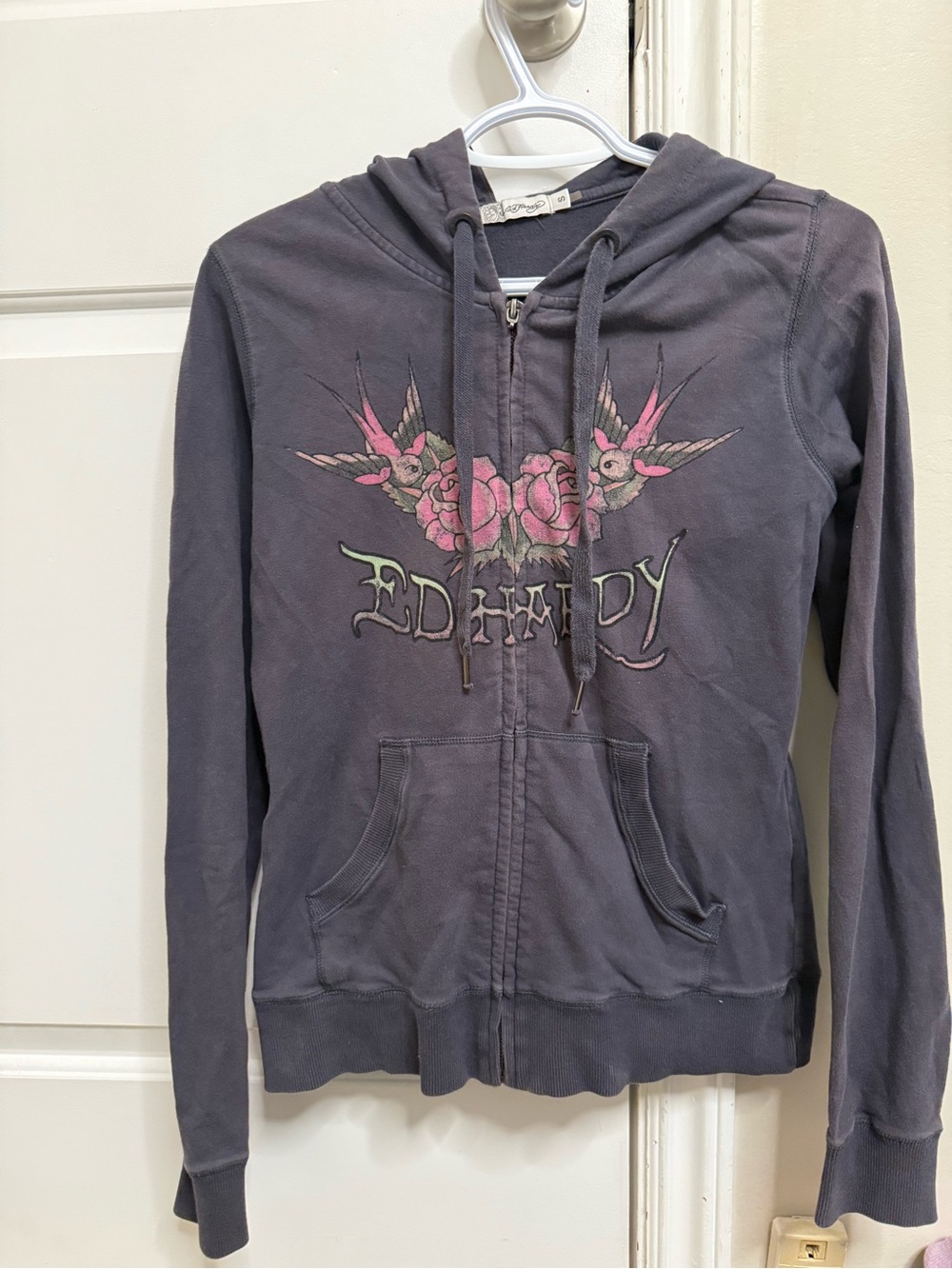 Vintage Ed Hardy Women's Zip Hoodie